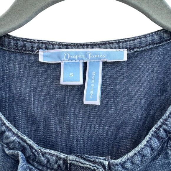 Draper James Women's Sleeveless Belted Demi Ruffled Chambray Dress Size Small - Picture 8 of 10